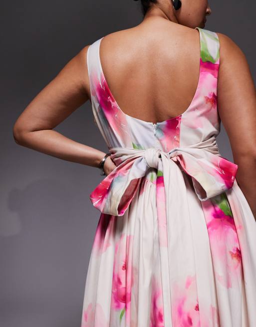 ASOS LUXE Curve - Robe longue oversize de qualité supérieure à imprimé fleurs, 4 de 4