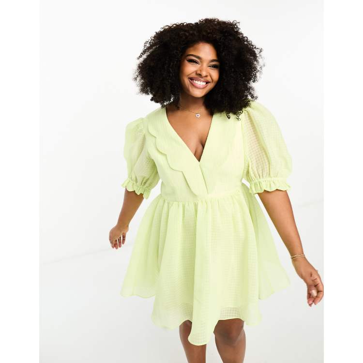 Scalloped v neck sales skater dress