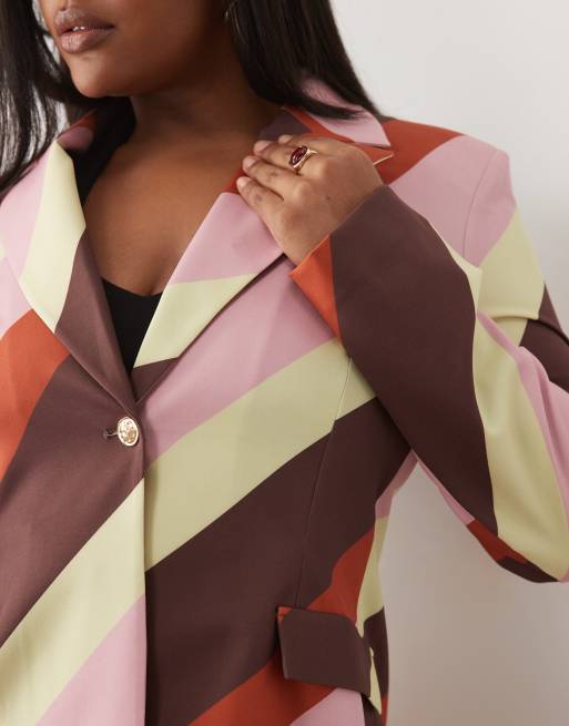 ASOS LUXE Curve set med figursydd kavaj i bred rand, 4 av 4