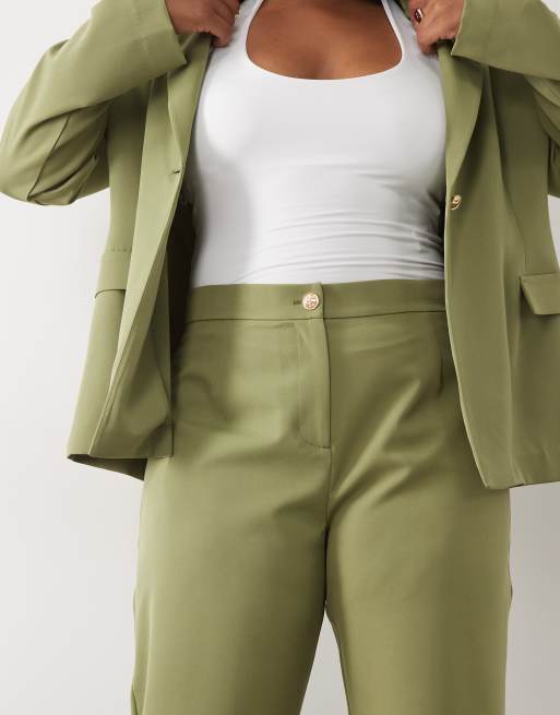 ASOS LUXE Curve set skräddarsydda kostymbyxor i oliv, 5 av 5