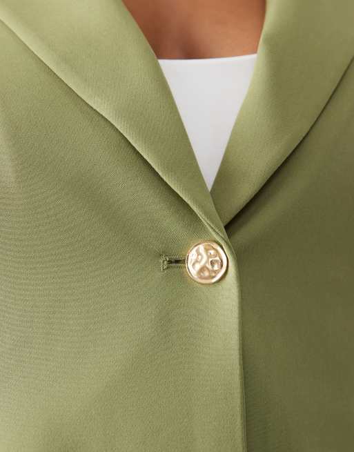 ASOS LUXE Curve set tailored blazer in olive, 3 of 4