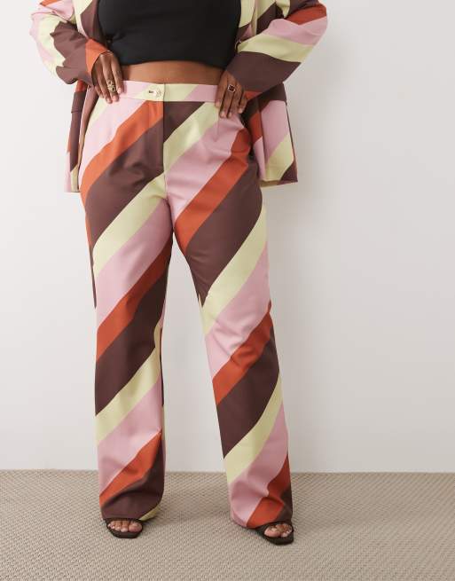 ASOS LUXE Curve set tailored suit pants in bold stripe, 2 of 5