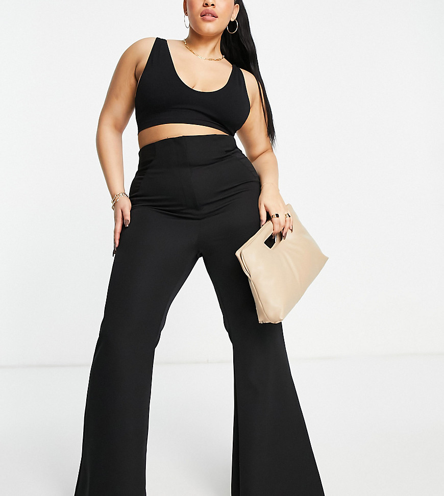 ASOS LUXE Curve sexy flared pants in black - part of a set