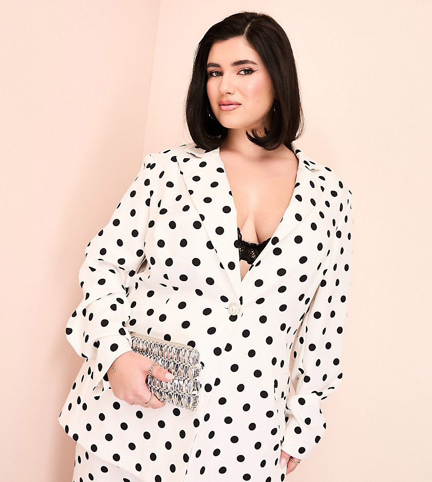 ASOS LUXE Curve single breasted co-ord tailored suit blazer in spot print-Multi