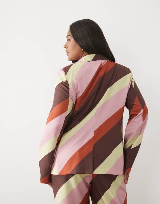 ASOS LUXE Curve skræddersyet blazer i markant stribe, 3 af 4