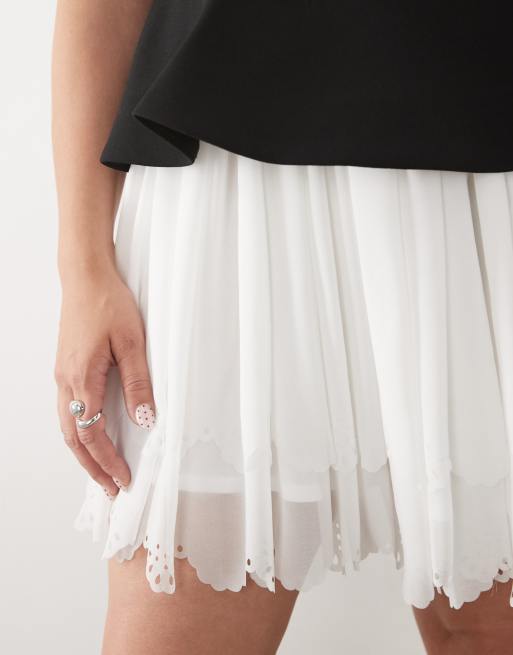 ASOS LUXE Curve - Sort og hvid minikjole med broderet nederdel, 4 af 4