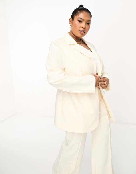 Plus Size Pantsuit Pink Plus Ponte Trouser & Blazer 2 Piece Suit Set