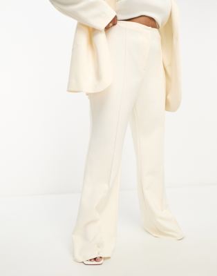 Curve suit kickflare pants in cream-White