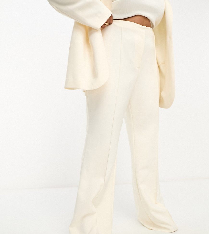 ASOS LUXE Curve suit kickflare trouser in cream-White