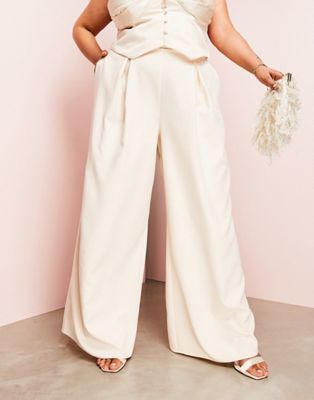 ASOS LUXE Curve tailored co-ord wide leg trouser in cream