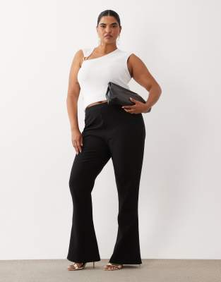 Asos Luxe Curve Tailored Flared Pants In Black