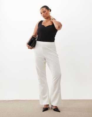 Asos Luxe Curve Tailored Flared Pants In White