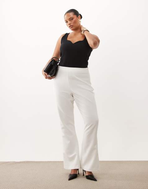 ASOS LUXE Curve tailored flared trouser in cream - view 1