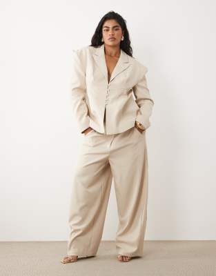 ASOS LUXE Curve tailored pants in cream - part of a set