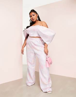 ASOS LUXE Curve tailored pants in floral jacquard (part of a set)