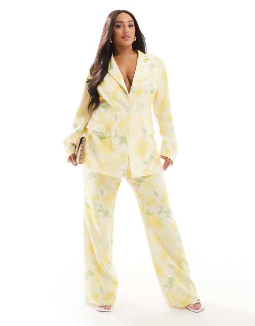 ASOS LUXE Curve tailored suit pants in floral print - part of a set