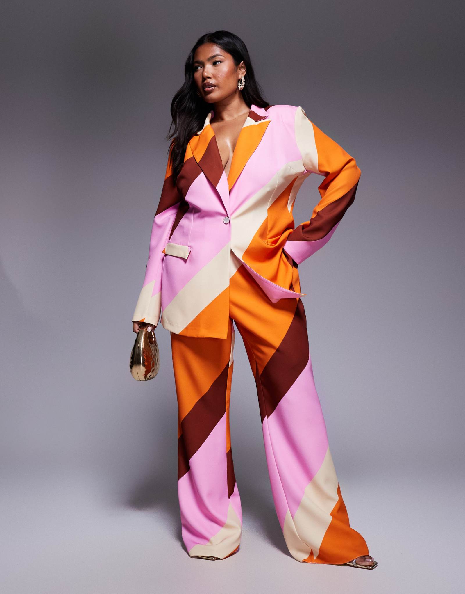 Костюмные брюки ASOS LUXE Curve с принтом в полоску - часть комплекта