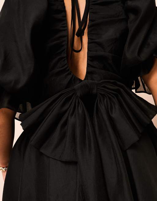 black organza skater shirt dress Chenchen Studio