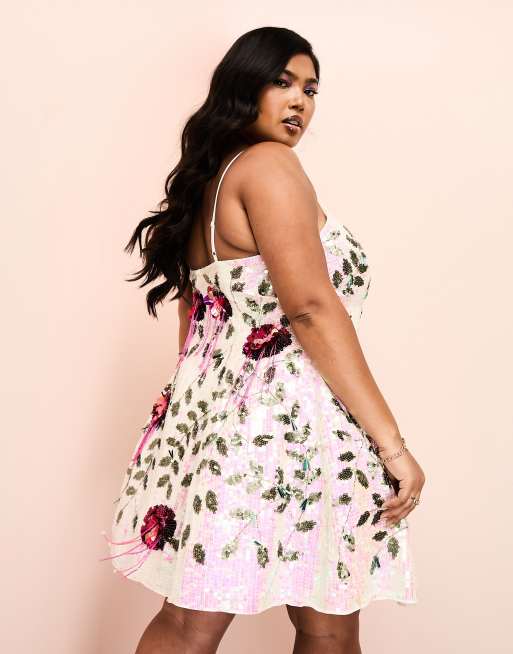 ASOS LUXE Curve Vestito corto da cerimonia con paillettes e