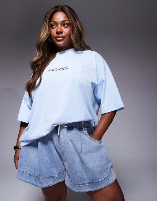 ASOS LUXE Curve – Vida jeansshorts med dragsko och hjärtformade fickor, 2 av 5