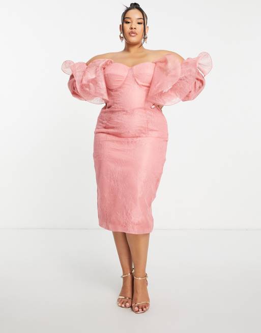 Pink Ruffle Sleeved Dress - Lizzie in Lace