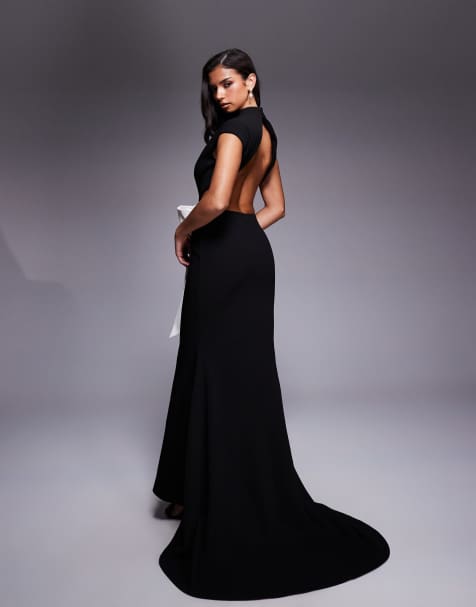 princess polly baby blue dress ASOS | Dresses | Asos Black Backless Dress With Flowing Sleeves main image 0
