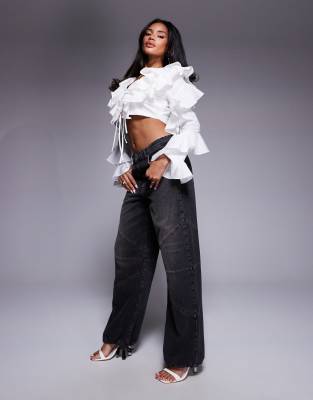 ASOS LUXE DENIM BARREL JEANS WITH ADJUSTABLE CUFFS 