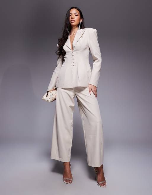 ASOS LUXE – Kremowy dopasowany zestaw, 3 z 3