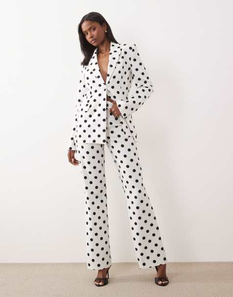 ASOS LUXE – Dopasowane w talii spodnie garniturowe w groszki, część zestawu - view 1
