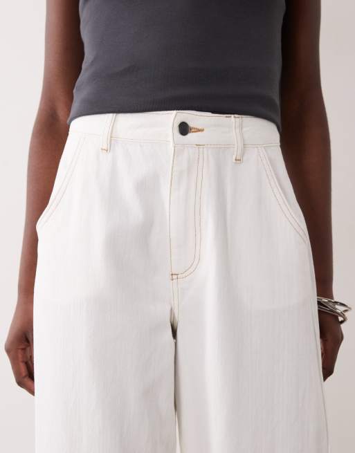 ASOS Luxe - Ecrufarvede jeans med ballon fit og benåbning i paperbag-stil, 5 af 5