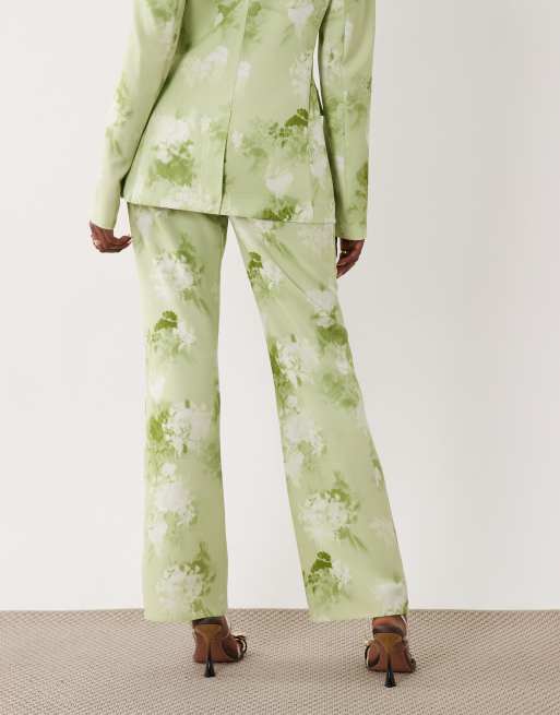 ASOS LUXE – Elegante Anzughose in Hellgrün mit verschwommenem Blumenmuster, Kombiteil, 5 von 5
