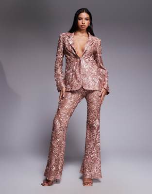 ASOS LUXE - Elegante Schlaghose aus Spitze in Altrosa, Kombiteil