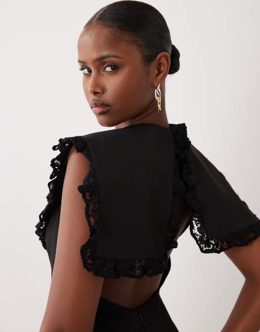 ASOS LUXE – Eleganter Playsuit mit Spitze in Schwarz, 3 von 4