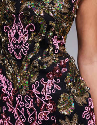 Asos Luxe Embellished Beaded Maxi Dress In Multi