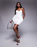 [ASOS LUXE] ASOS LUXE embellished denim bandeau mini dress in white 14 WHITE