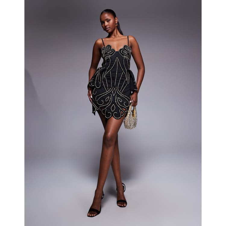 bcbg black and white long dress Colorblock Gown Polyester crepe Rich In Love Strapless status_AU  Watch SS26 Color:Champagne (Wheat)