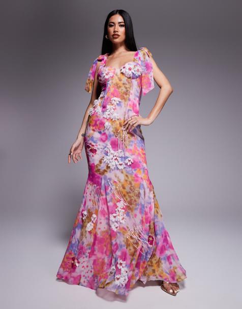 ASOS LUXE embellished printed maxi dress in floral print - view 1