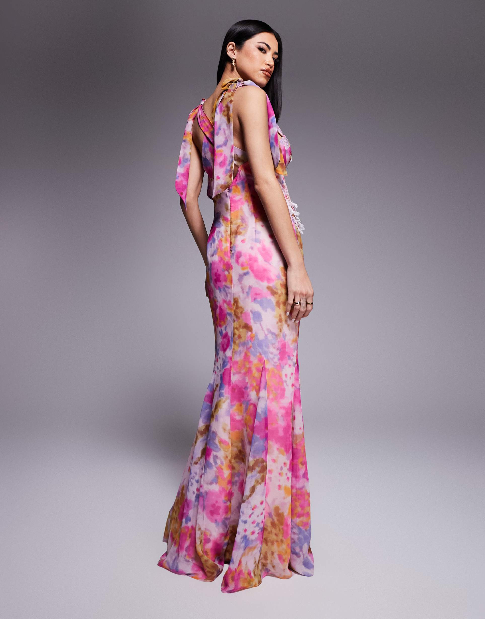asos luxe embellished printed maxi dress in floral print