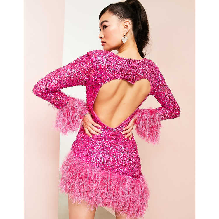 Pink dress cheap sequin