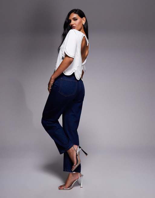 ASOS LUXE embellished t-shirt with heart cut out in white, 2 of 4