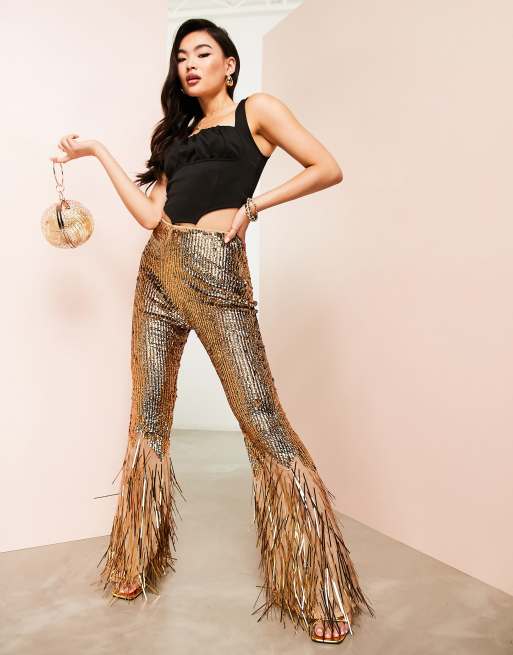 Metallic fringed pants - Women