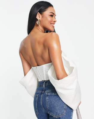 White bardot corset top hotsell