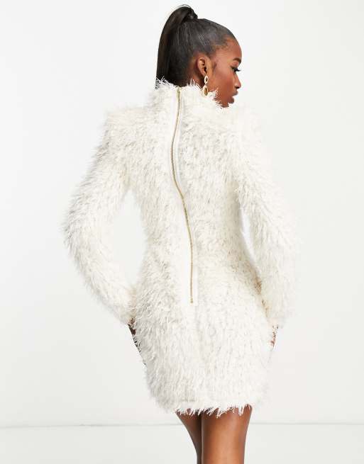 White fuzzy sweater clearance dress