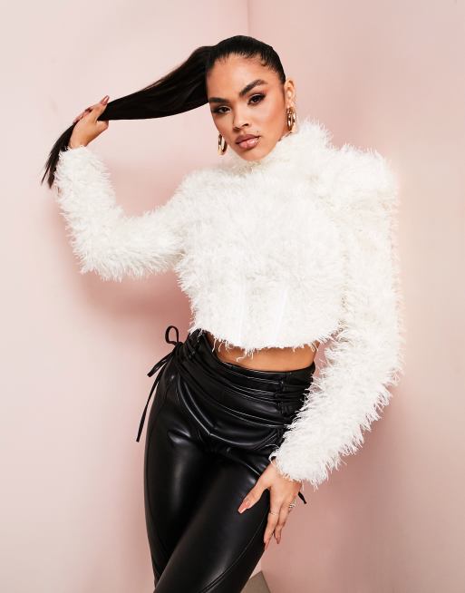 White extreme crop clearance jumper