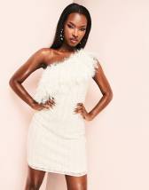 ASOS LUXE halter neck ruched mini dress with tulle hem in white