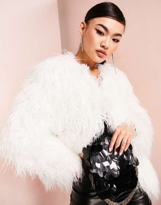 Asos white shop faux fur coat