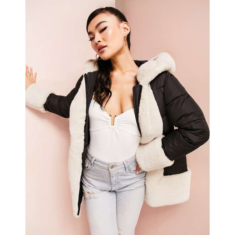 Faux fur lined online puffer jacket