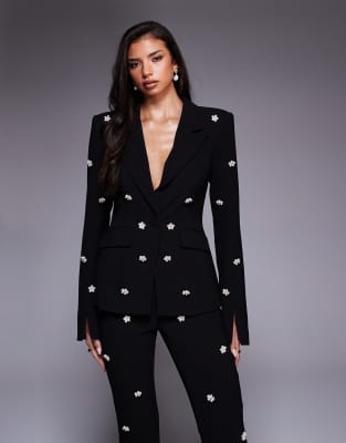ASOS LUXE - Geformter Blazer in Schwarz mit Verzierung, Kombiteil