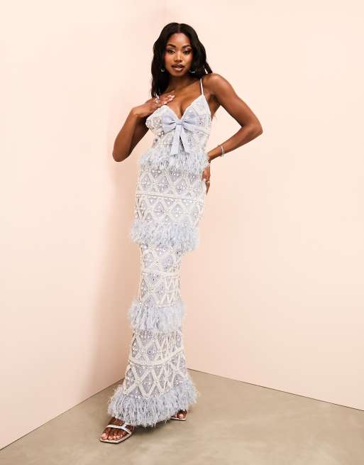 Feather maxi hot sale dress