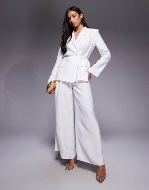 ASOS LUXE - Geplooide zomerbroek in wit, deel van co-ord set - view 1
